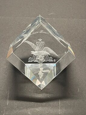 Anheuser-Busch 3-D Etched Eagle Crystal Paperweight - Clear